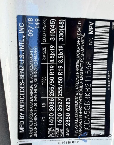 2019 Mercedes-Benz Gle 400 4Matic z USA, uszkodzony, nr VIN 4JGDA5GB3KB211568